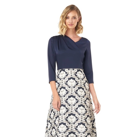 NWT Kay Unger Izabella A-Line Evening Gown Navy 2 - Picture 3 of 15